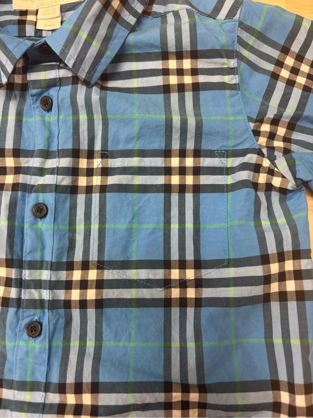 Burberry blue short sleeve plaid button down